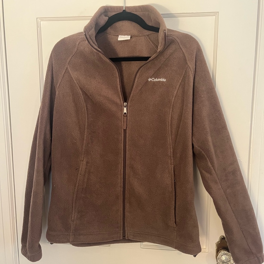Columbia fleece jacket, brown, large